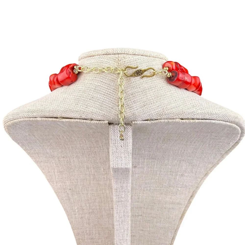 Barse Womens Red Stone & Gold Tone Earrings & Necklace Set - Picture 3 of 9